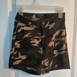 SWANK Camo High-Waist Shorts - Olive, Tan, Black